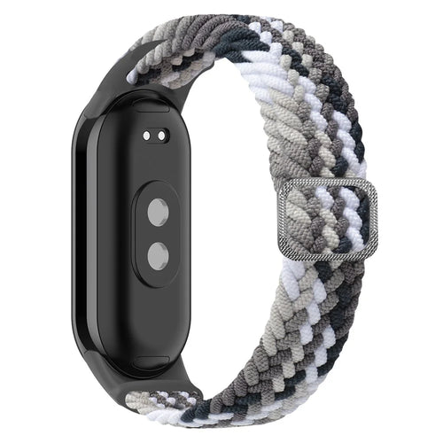 For Xiaomi Smart Band 9 NFC / 9 / 8 NFC / 8 Stretchy Nylon Watch Band Adjustable Braided Sport Strap - Colorful Black - 1