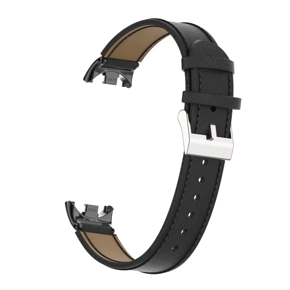 For For Xiaomi Smart Band 9 NFC / Band 9 / Band 8 NFC / Band 8 Watch Strap Leather Watch Band Bracelet with Connector - Black - 6