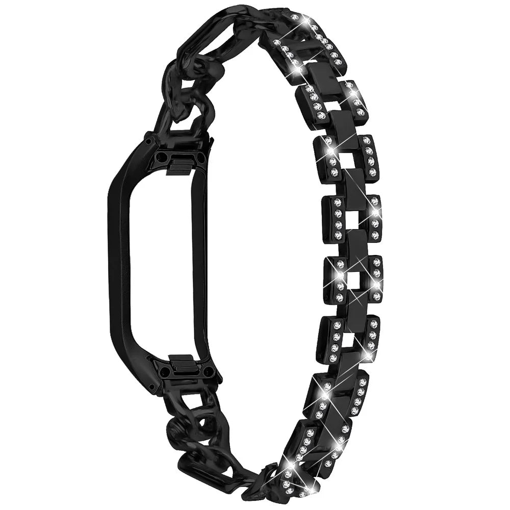 Watch Band for Samsung Galaxy Fit-e SM-R375 , Bling Rhinestone Decor Watch Band Alloy Bracelet Strap - Black - 2