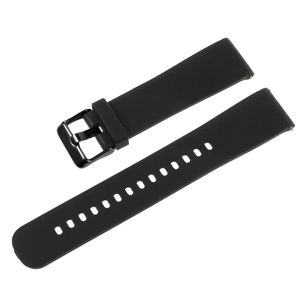 20mm Soft TPU Watch Band Strap for Samsung Gear S2 Classic / Garmin Vivoactive 3 / Amazfit Youth - Black - 1