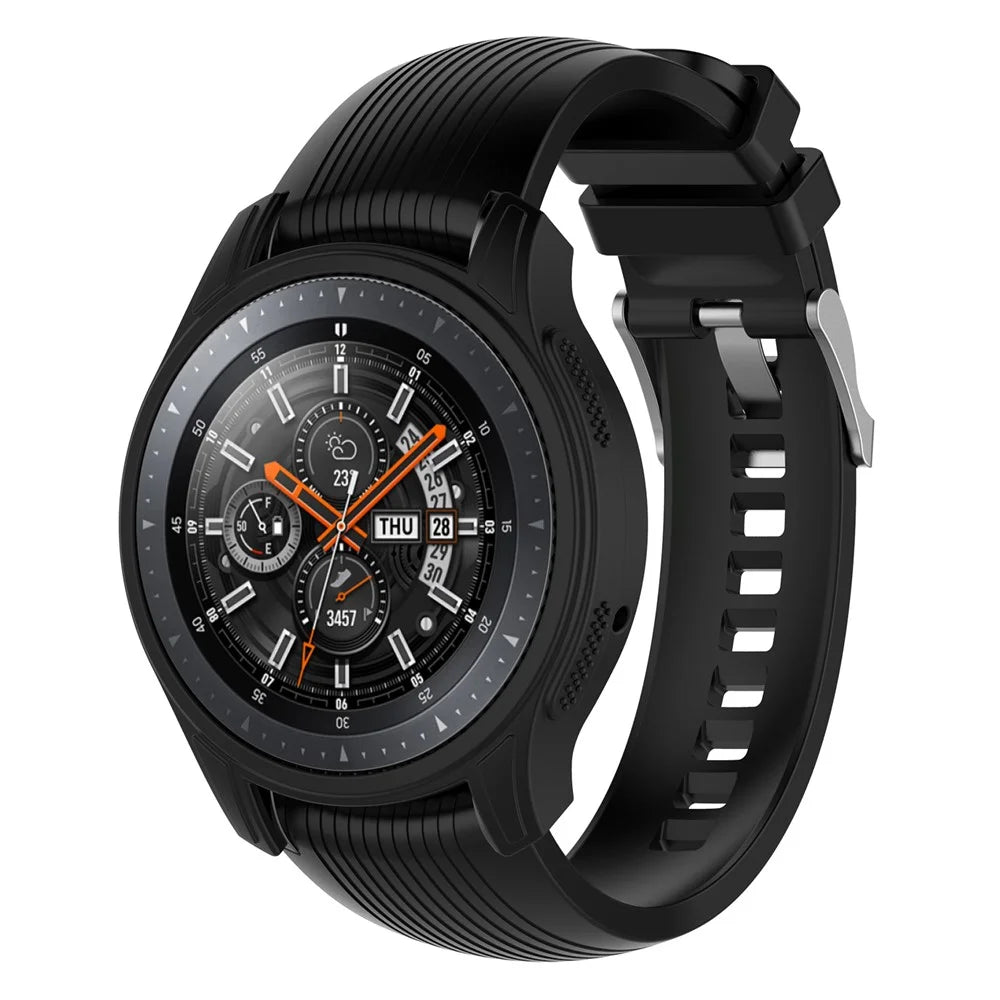 Silicone Smart Watch Protective Case for Samsung Gear S3 Frontier / Galaxy Watch 46mm - Black - 1