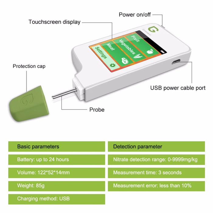 GREENTEST 2 Digital Food Nitrate Tester Fruit Vegetable Meat Nitrate Detection Safety - EU Plug - 4
