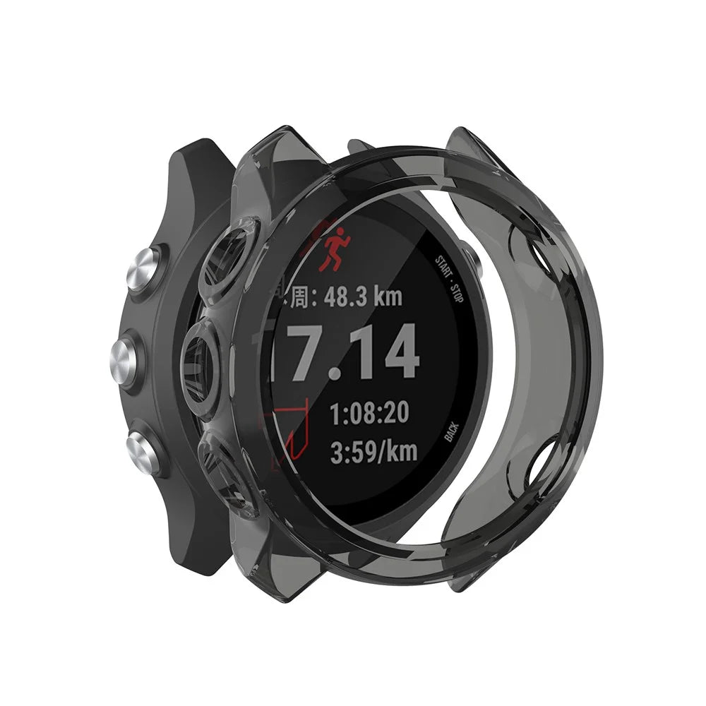 Soft TPU Sleeve Cover Protective Hollow Case for Garmin Forerunner 245/Forerunner 245M - Transparent Black - 1