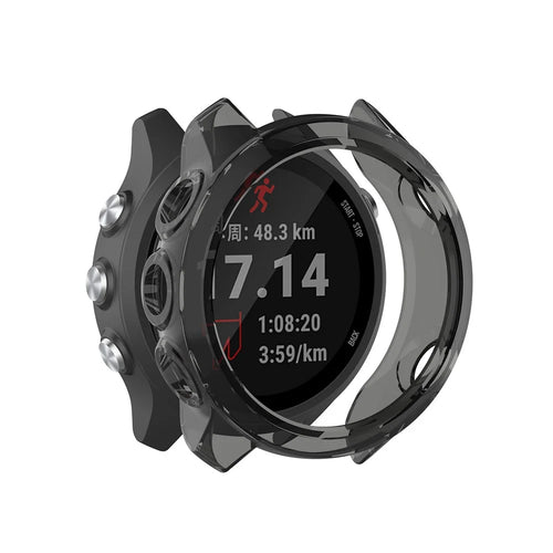 Soft TPU Sleeve Cover Protective Hollow Case for Garmin Forerunner 245/Forerunner 245M - Transparent Black - 1