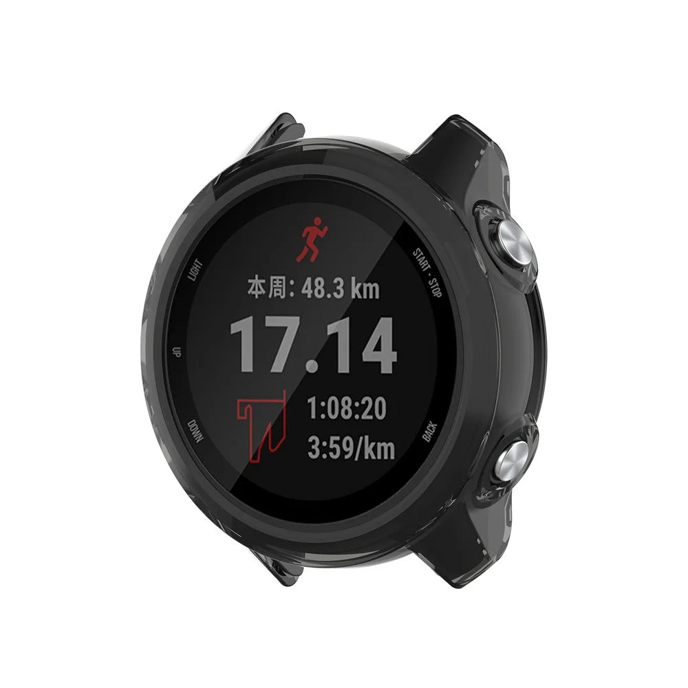 Soft TPU Sleeve Cover Protective Hollow Case for Garmin Forerunner 245/Forerunner 245M - Transparent Black - 4