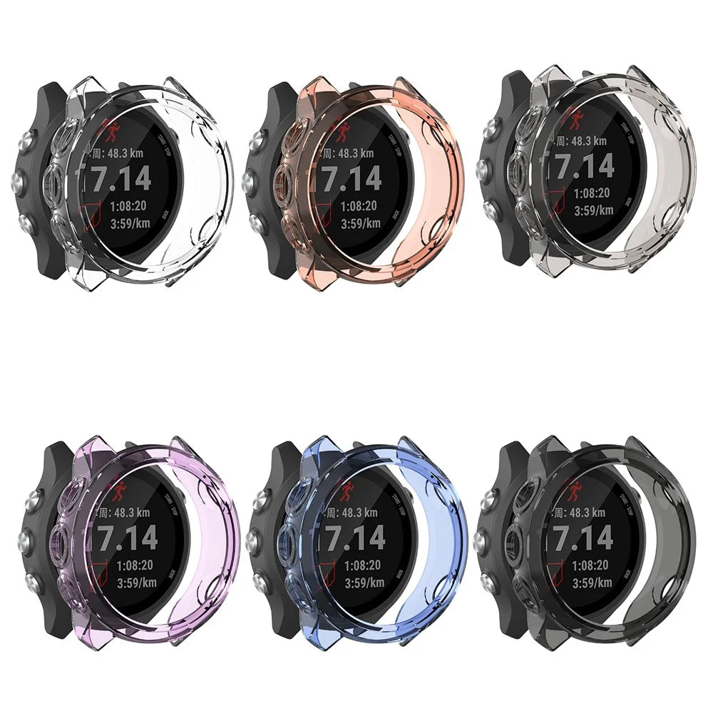 Soft TPU Sleeve Cover Protective Hollow Case for Garmin Forerunner 245/Forerunner 245M - Transparent Black - 6