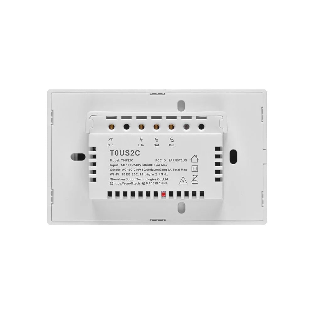 SONOFF T0US2C-TX 120 WiFi Smart Switch APP Remote Control for Alexa Google Home US Plug - 2 Gang - 6