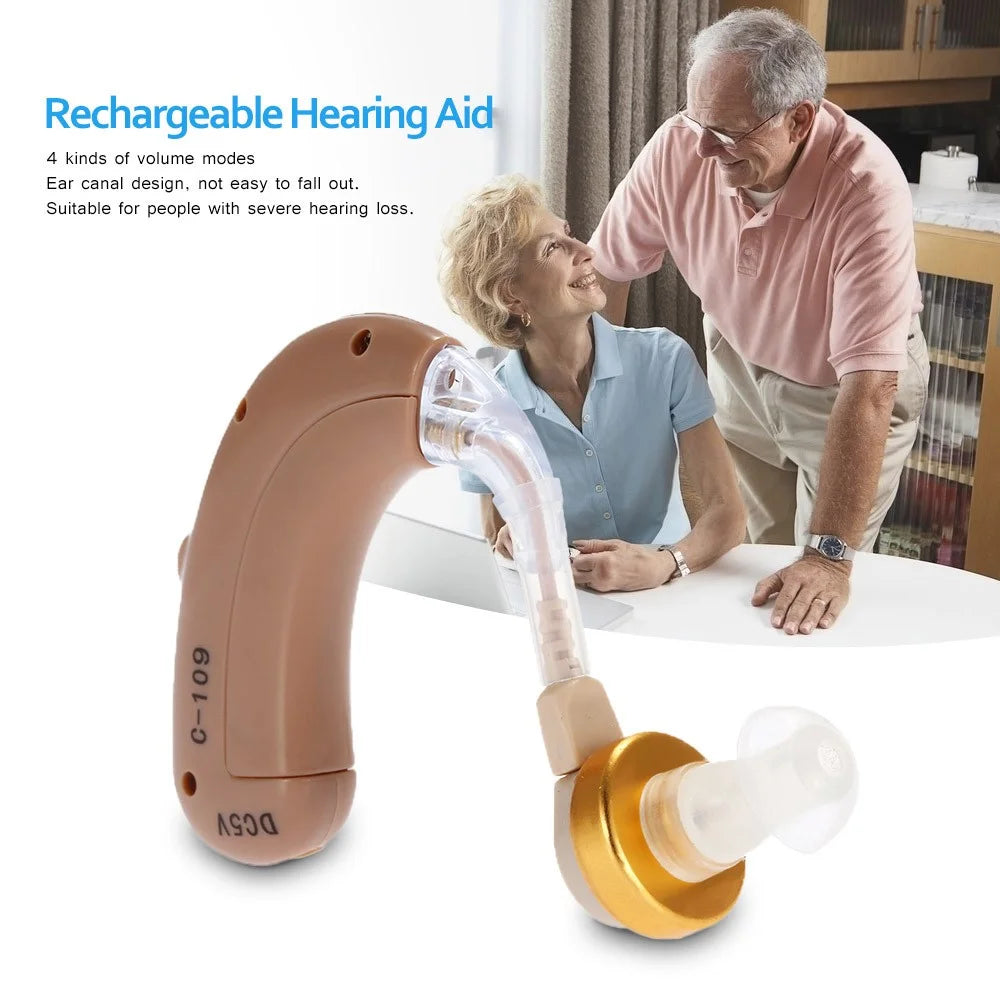 AXON C-109 Mini Rechargeable BTE Hearing Aid Voice Amplifier Volume Control - EU Plug - 1