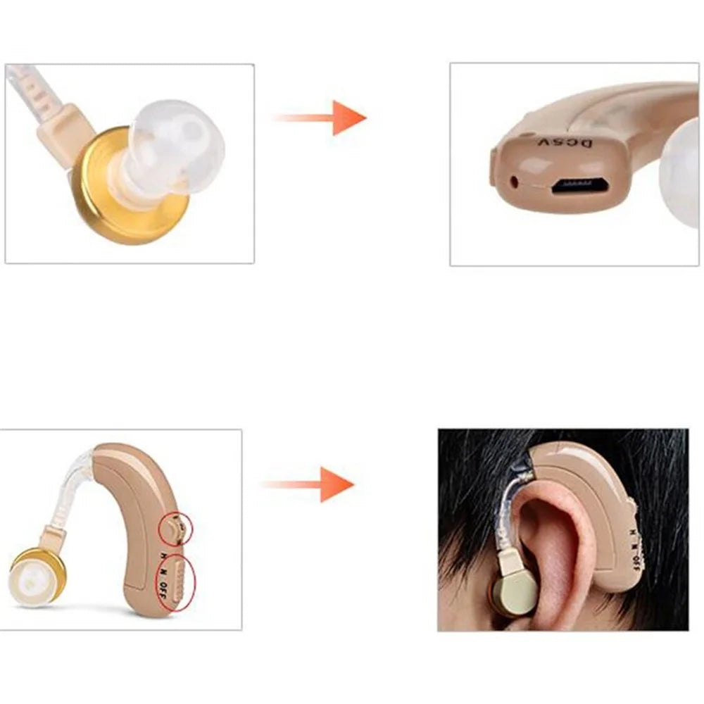 AXON C-109 Mini Rechargeable BTE Hearing Aid Voice Amplifier Volume Control - EU Plug - 4