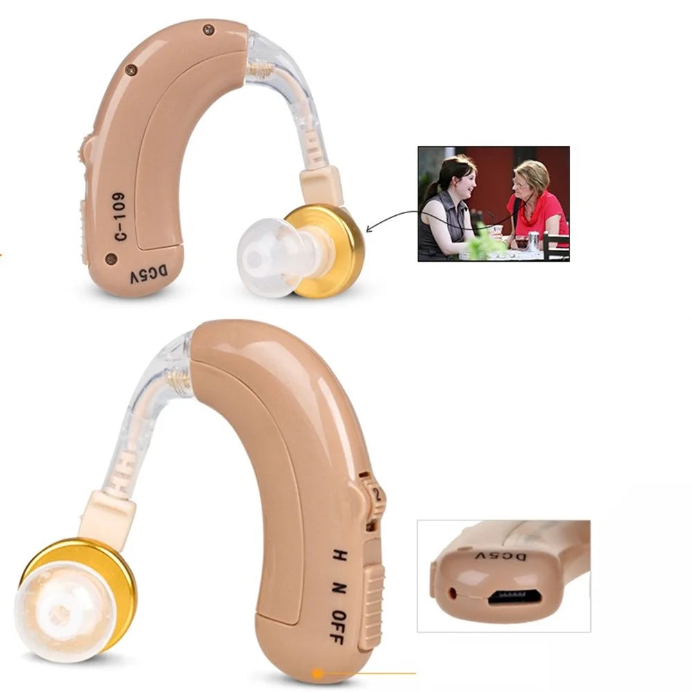 AXON C-109 Mini Rechargeable BTE Hearing Aid Voice Amplifier Volume Control - EU Plug - 7