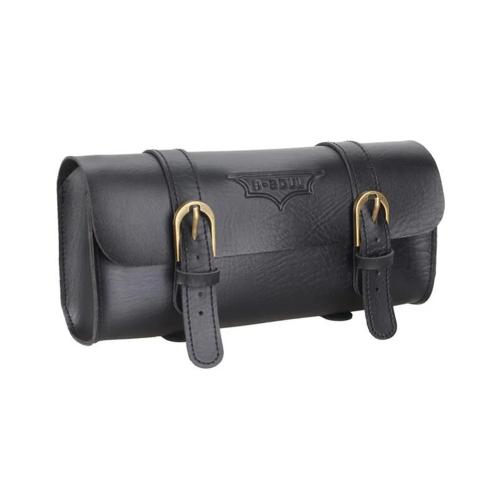 B-SOUL Vintage Style PU Leather Bike Handle Bar Bag Waterproof Multi-functional Bicycle Bag - Black - 4