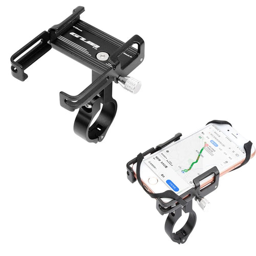 GUB P10 Aluminum Alloy Bicycle Handlebar Bracket Holder Mobile Phone GPS Stand Silicone Motorcycle Cycling Mount - Black - 1
