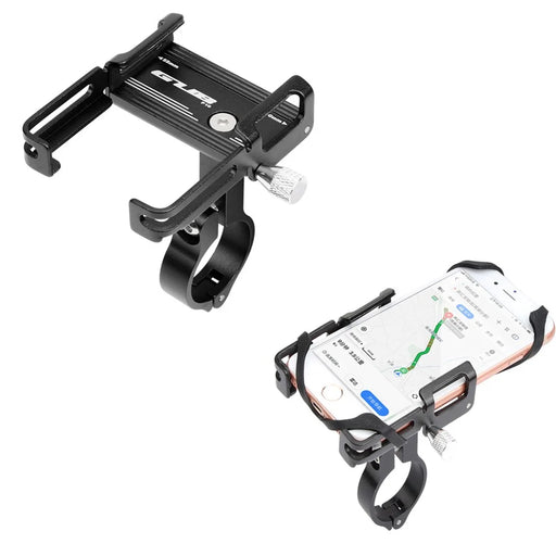 GUB P10 Aluminum Alloy Bicycle Handlebar Bracket Holder Mobile Phone GPS Stand Silicone Motorcycle Cycling Mount - Black - 1