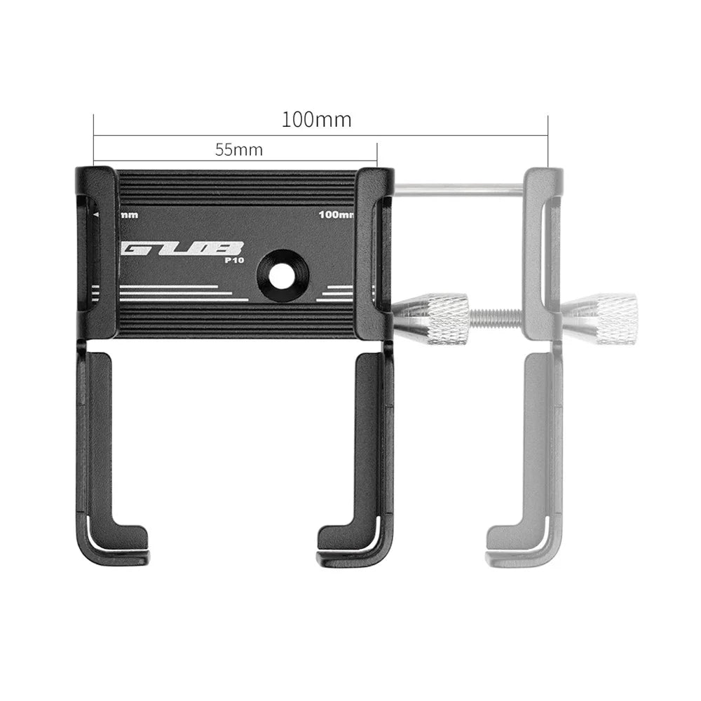 GUB P10 Aluminum Alloy Bicycle Handlebar Bracket Holder Mobile Phone GPS Stand Silicone Motorcycle Cycling Mount - Black - 4