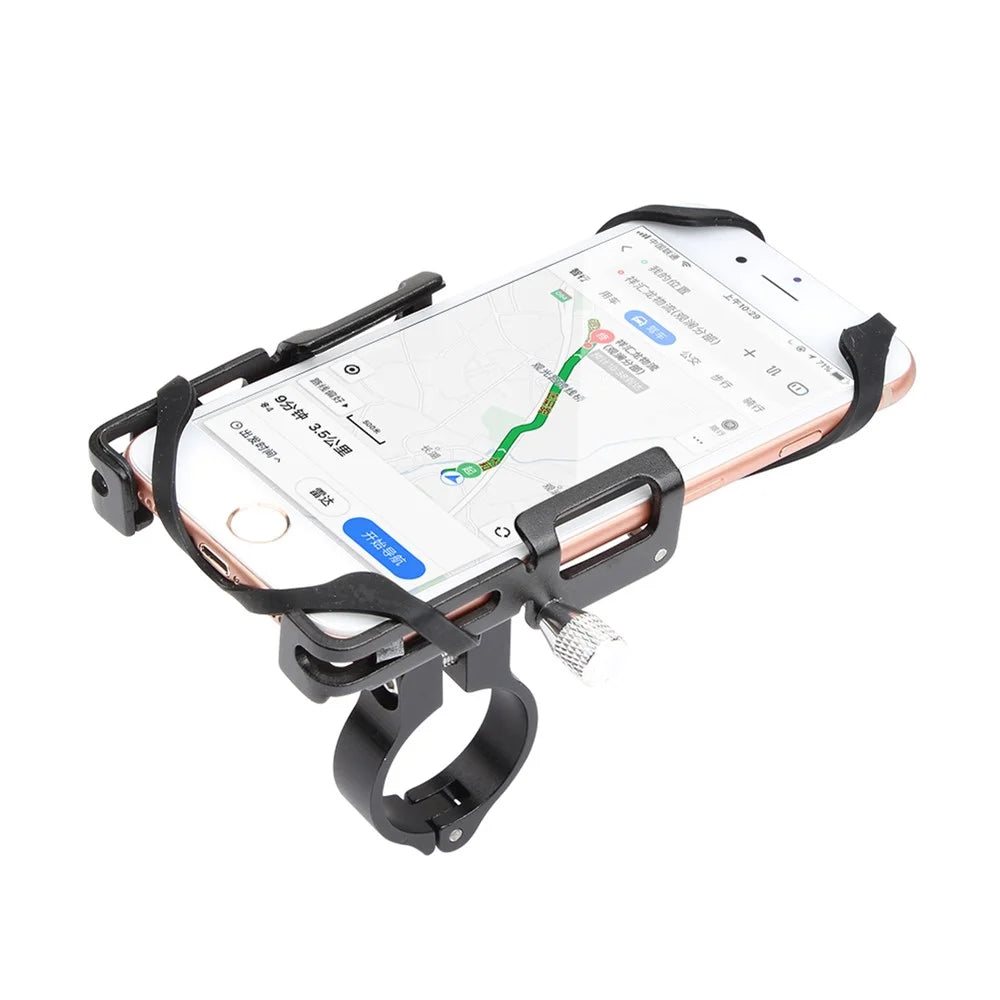 GUB P10 Aluminum Alloy Bicycle Handlebar Bracket Holder Mobile Phone GPS Stand Silicone Motorcycle Cycling Mount - Black - 5