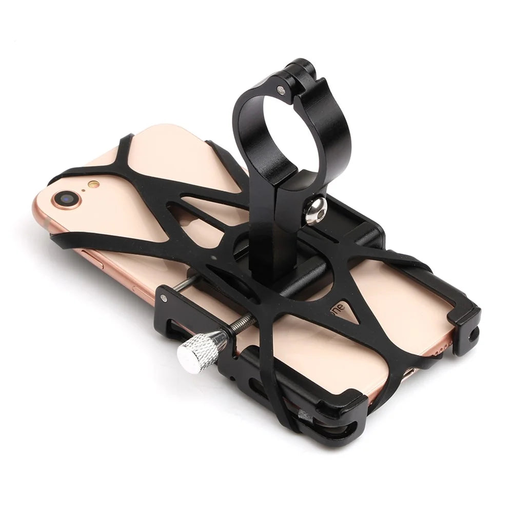 GUB P10 Aluminum Alloy Bicycle Handlebar Bracket Holder Mobile Phone GPS Stand Silicone Motorcycle Cycling Mount - Black - 6