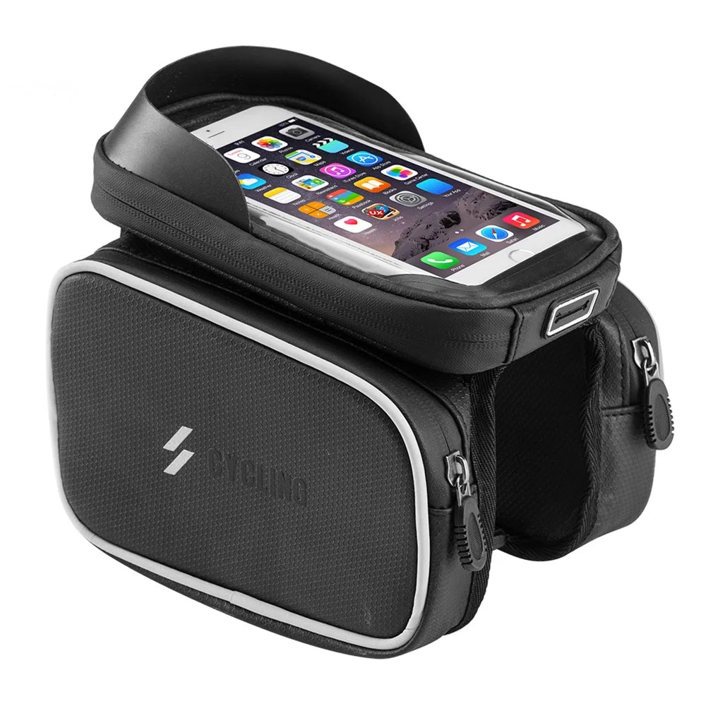 SZ-009 Cycling Upper Tube Package Bicycle Front Beam Bag with Two Side Pouch Touch Screen Phone Bag - 1