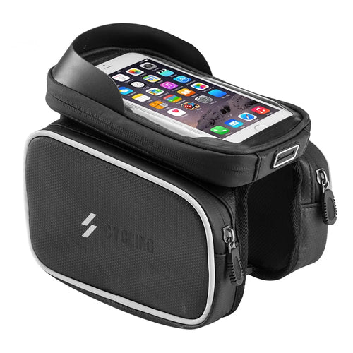 SZ-009 Cycling Upper Tube Package Bicycle Front Beam Bag with Two Side Pouch Touch Screen Phone Bag - 1
