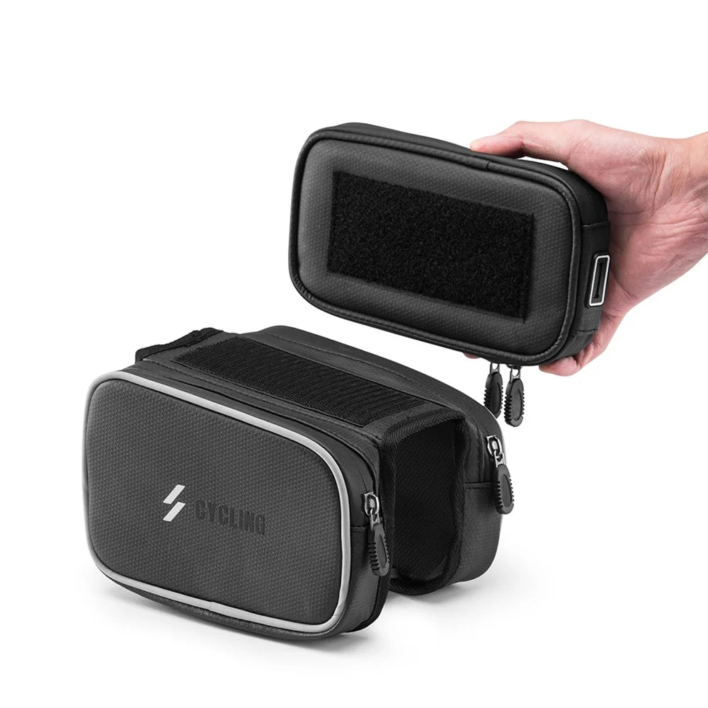 SZ-009 Cycling Upper Tube Package Bicycle Front Beam Bag with Two Side Pouch Touch Screen Phone Bag - 4