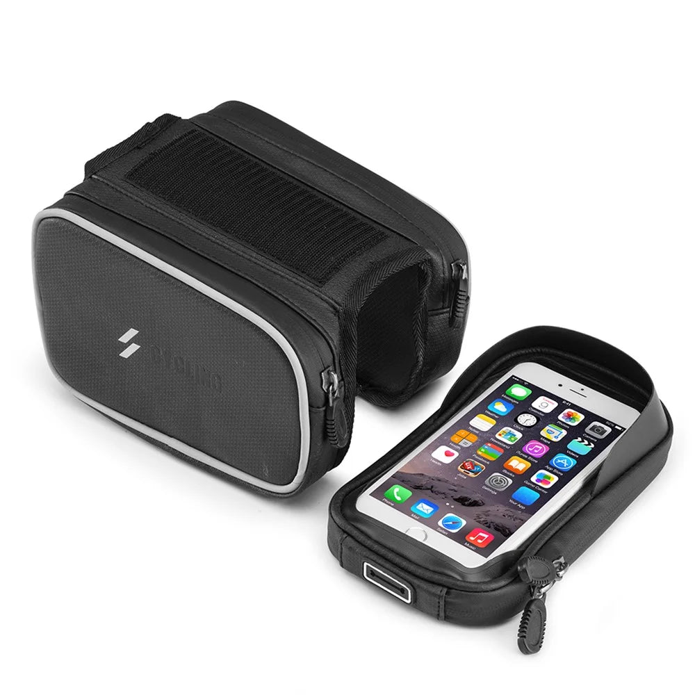 SZ-009 Cycling Upper Tube Package Bicycle Front Beam Bag with Two Side Pouch Touch Screen Phone Bag - 6