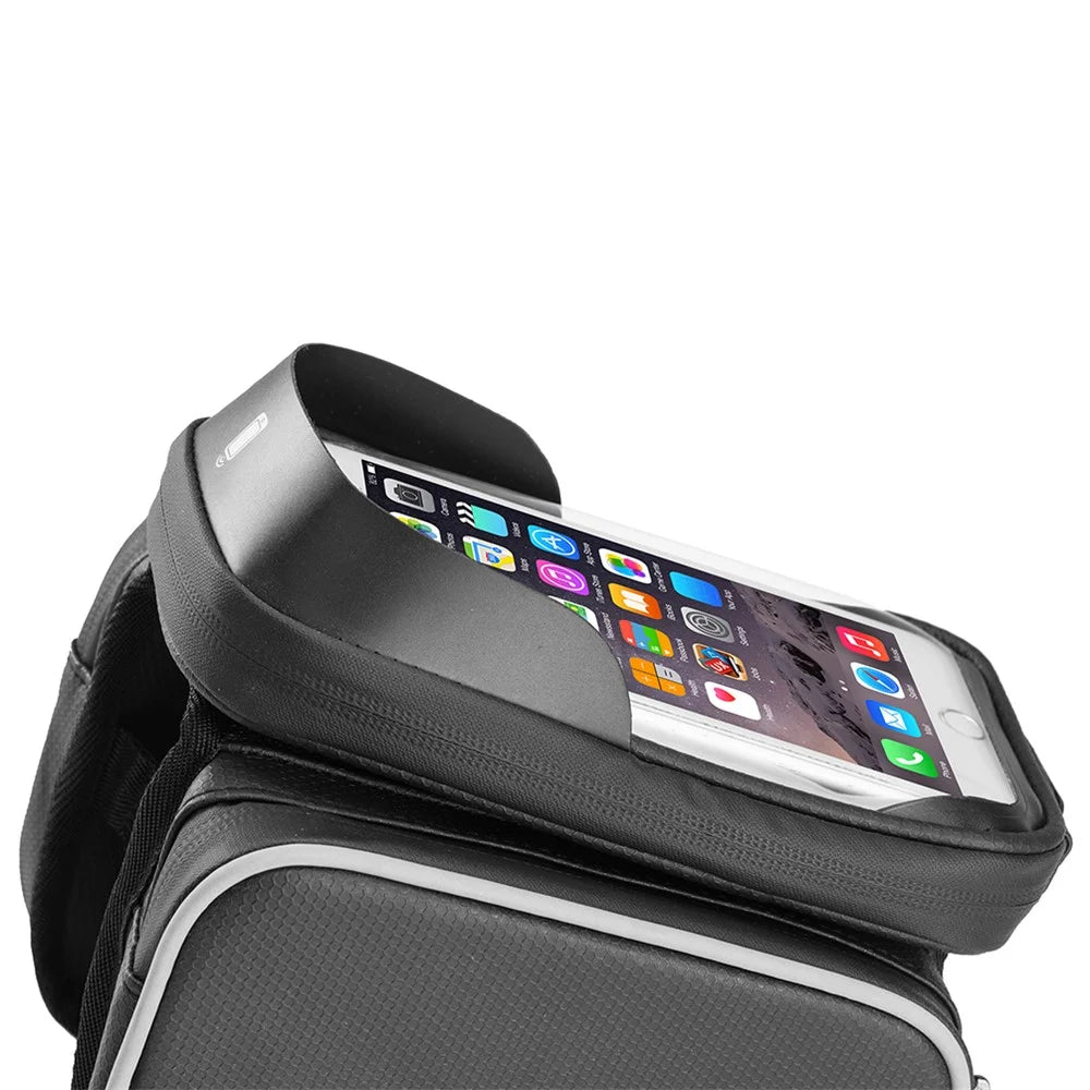 SZ-009 Cycling Upper Tube Package Bicycle Front Beam Bag with Two Side Pouch Touch Screen Phone Bag - 7