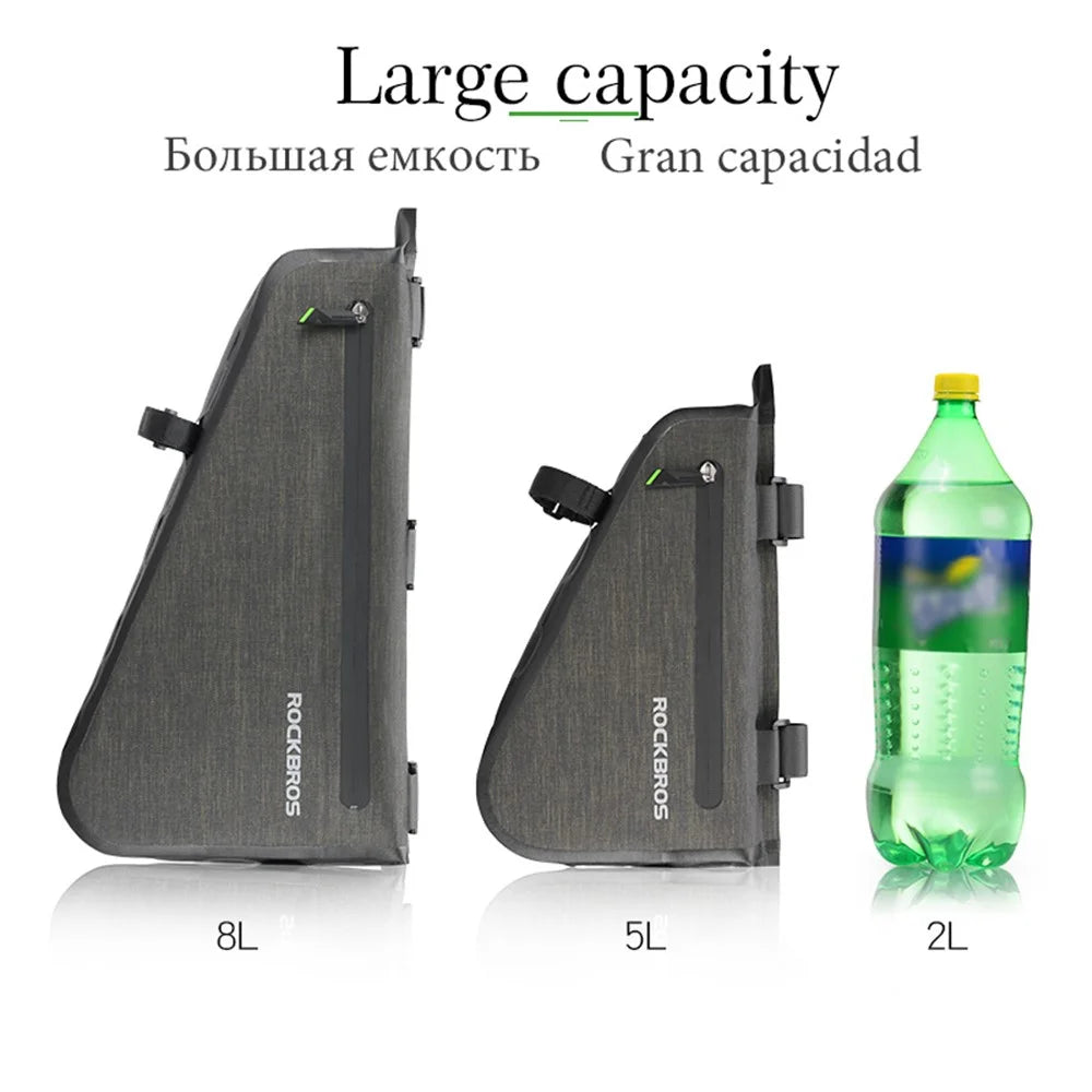 ROCKBROS 5L Waterproof Bike Bag Triangle Cycling Tube Pouch Quick Release Frame Bag - 4