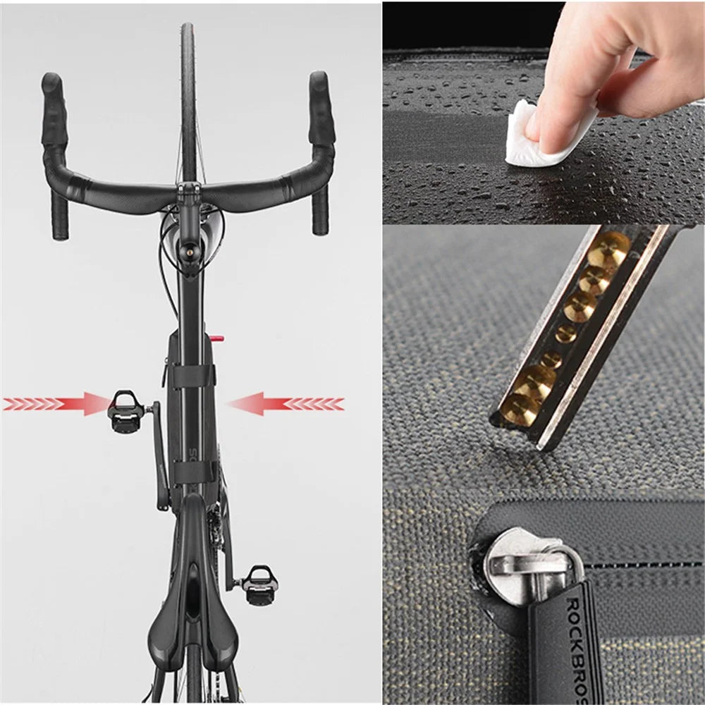 ROCKBROS 5L Waterproof Bike Bag Triangle Cycling Tube Pouch Quick Release Frame Bag - 6