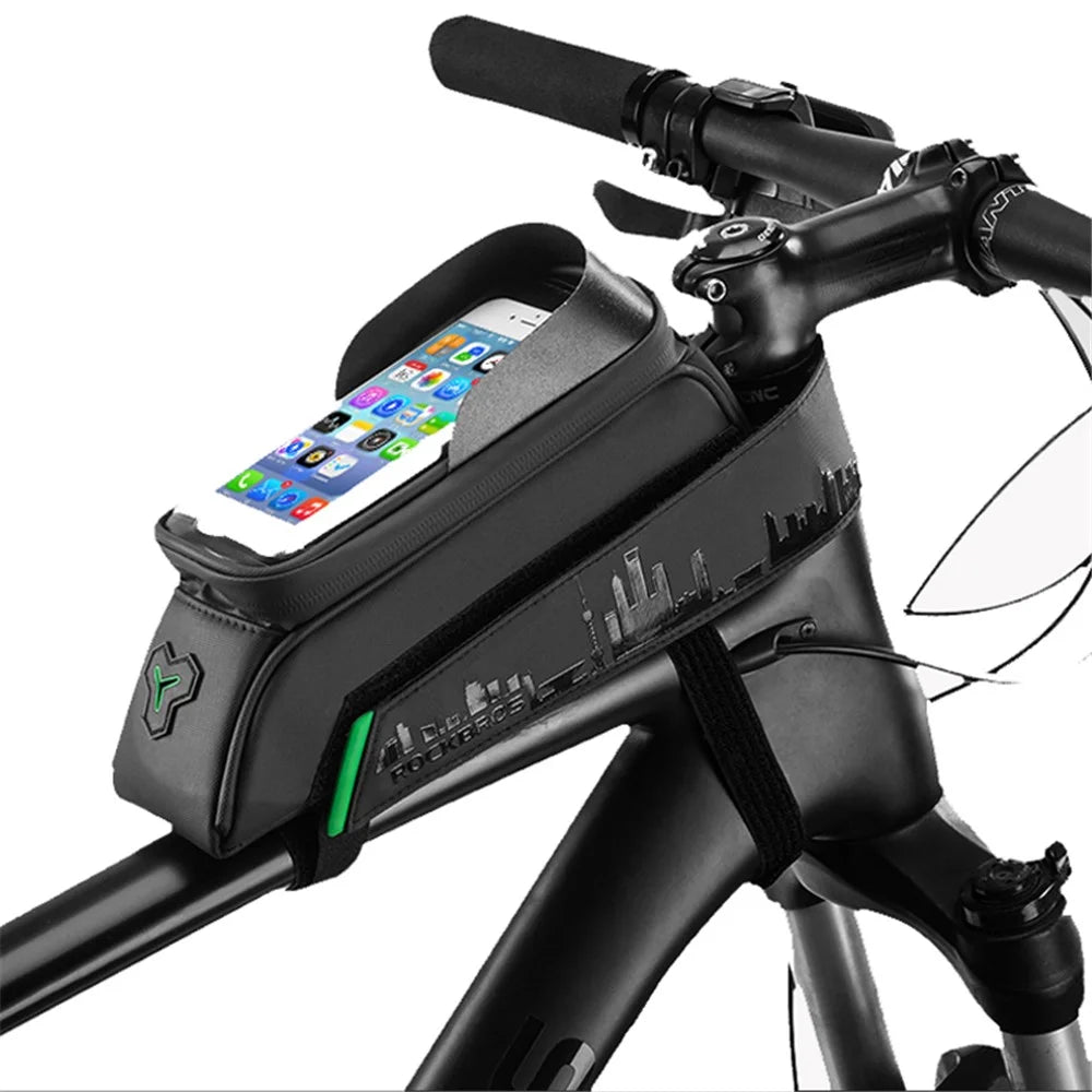 ROCKBROS 029-1BK 1.5L Bike Front Tube Bag Waterproof Touch Screen Phone Pouch with Headphone Hole for 6.0-inch Smart Phone - 1