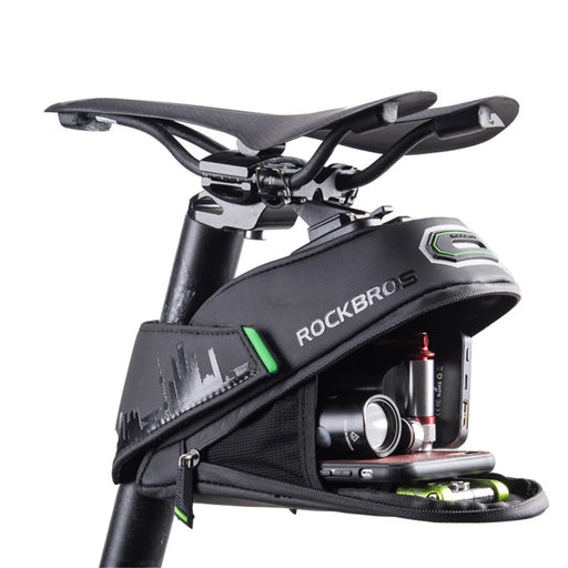 ROCKBROS 1.5L Bike Saddle Bag Nylon Waterproof Quick Release Bicycle Under Seat Storage Bag - 1