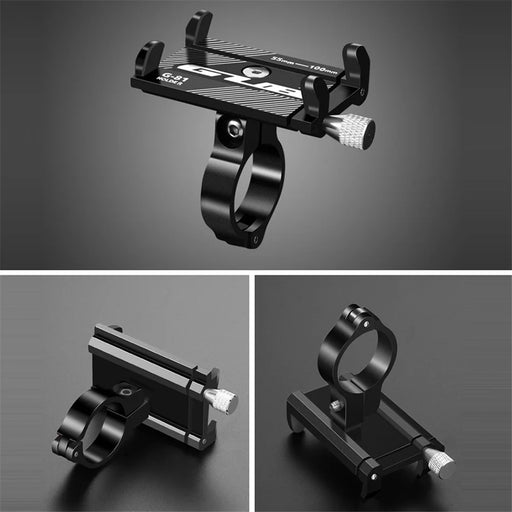 GUB G-81 Aluminum Bicycle Phone Holder Adjustable Support Bike Phone Stand Mount for 3.0-6.8 inch Smartphone - Black - 1
