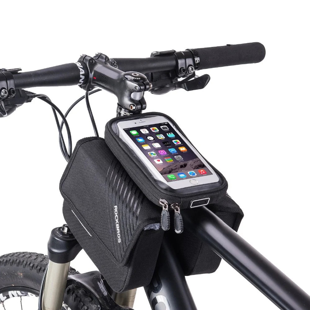 ROCKBROS 6.0-inch Bike Frame Bag Bicycle Top Tube Pouch Bag Touch Screen Phone Holder Bike Bag - 1