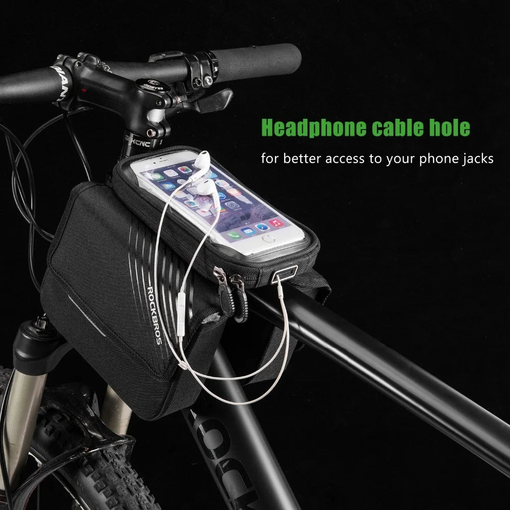 ROCKBROS 6.0-inch Bike Frame Bag Bicycle Top Tube Pouch Bag Touch Screen Phone Holder Bike Bag - 5