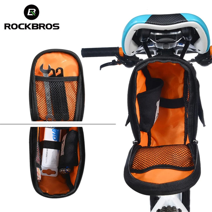 ROCKBROS C7-BK Rainproof Bike Bicycle Rear Bag with Water Bottle Pocket Bicycle Tail Seat Saddle Bag Reflective Pouch - 6