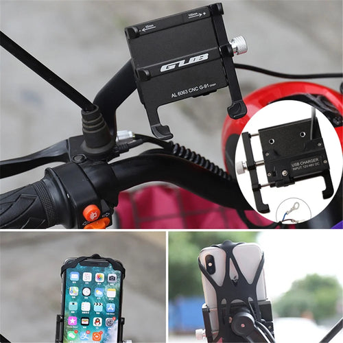 GUB G-91 Road Bike Phone Mount Stable Holder Bicycle Electric Motorcycle Scooter Phone Fixed Bracket - Black - 1
