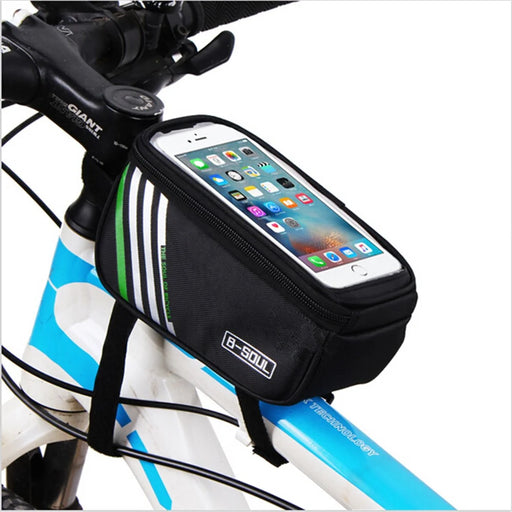 B-SOUL Cycling Waterproof Bike Frame Bag Front Top Tube Bag Touch Screen Phone Pouch - Black - 1