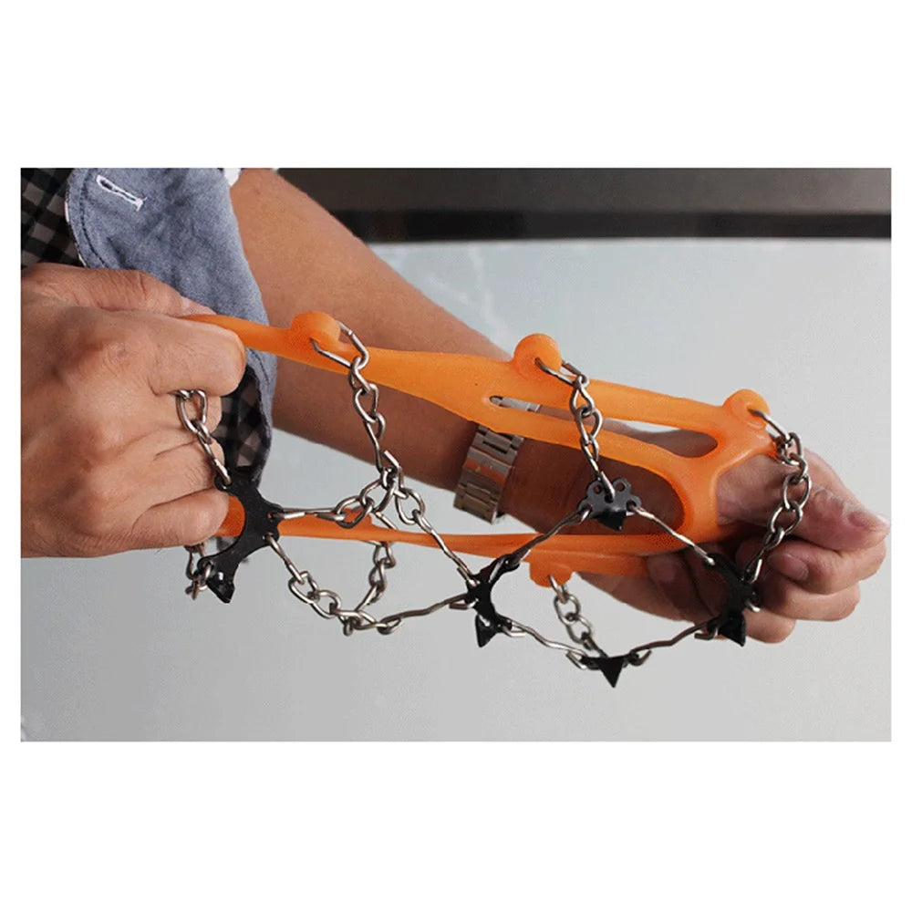 8-Spike Anti-Slip Silicone Steel Shoe Crampons Traction Cleats for Walking on Snow and Ice - Orange - 3