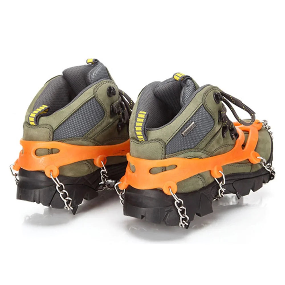 8-Spike Anti-Slip Silicone Steel Shoe Crampons Traction Cleats for Walking on Snow and Ice - Orange - 5