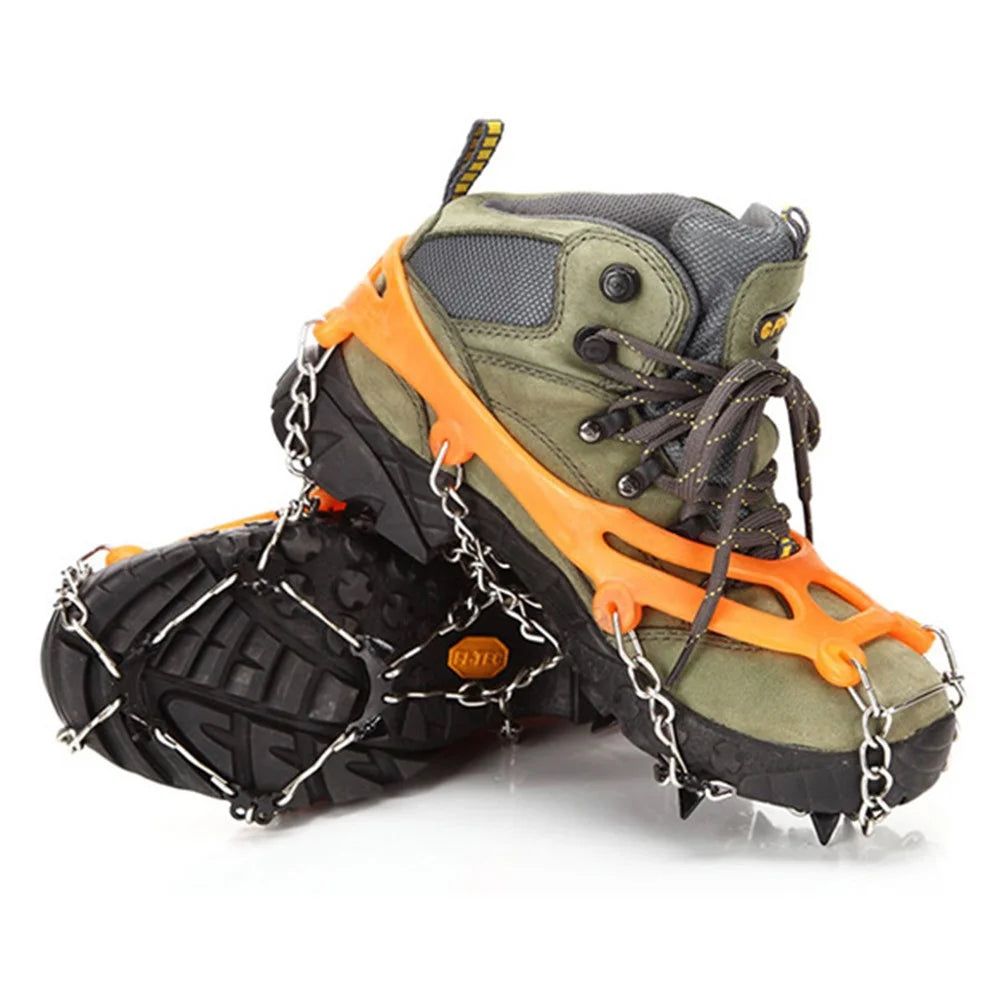 8-Spike Anti-Slip Silicone Steel Shoe Crampons Traction Cleats for Walking on Snow and Ice - Orange - 6