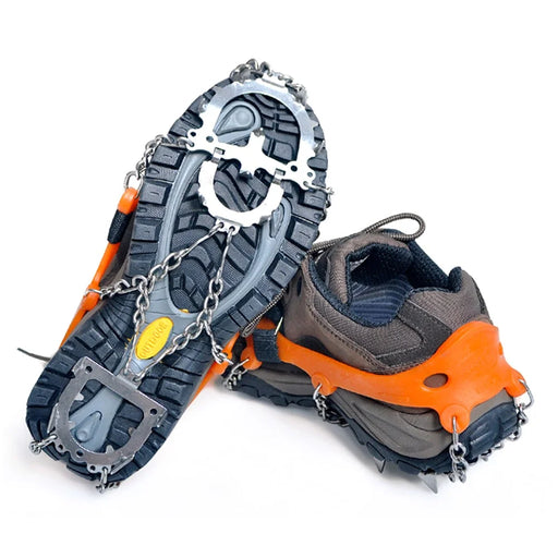 1 Pair HALIN 12 Teeth Steel Non-slip Shoe Cover Rock Climbing Outdoor Ice Crampons - Orange - 2