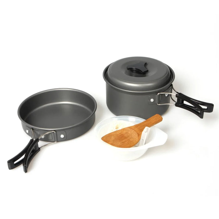 Outdoor Camping Hiking Picnic Cookware with Pot + Pan + Bowl Etc. Cooking Set for 1-2 Persons - 1