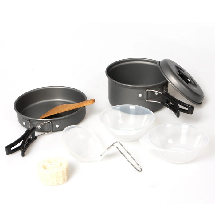 Outdoor Camping Hiking Picnic Cookware with Pot + Pan + Bowl Etc. Cooking Set for 1-2 Persons - 5