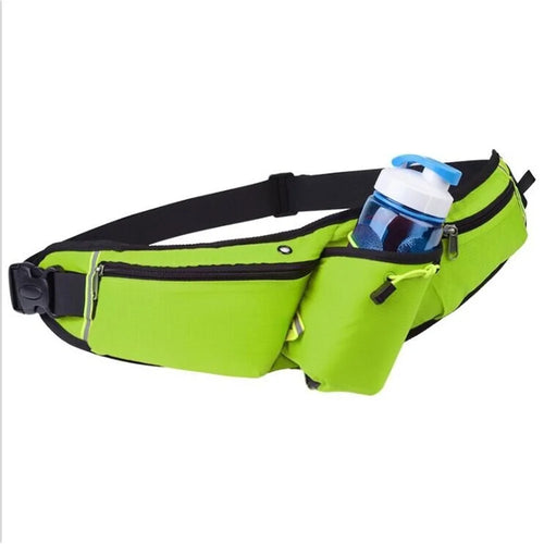 Reflective Large Capacity Sports Waist Bag with Bottle Pocket - Green - 1