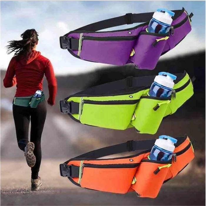 Reflective Large Capacity Sports Waist Bag with Bottle Pocket - Green - 2