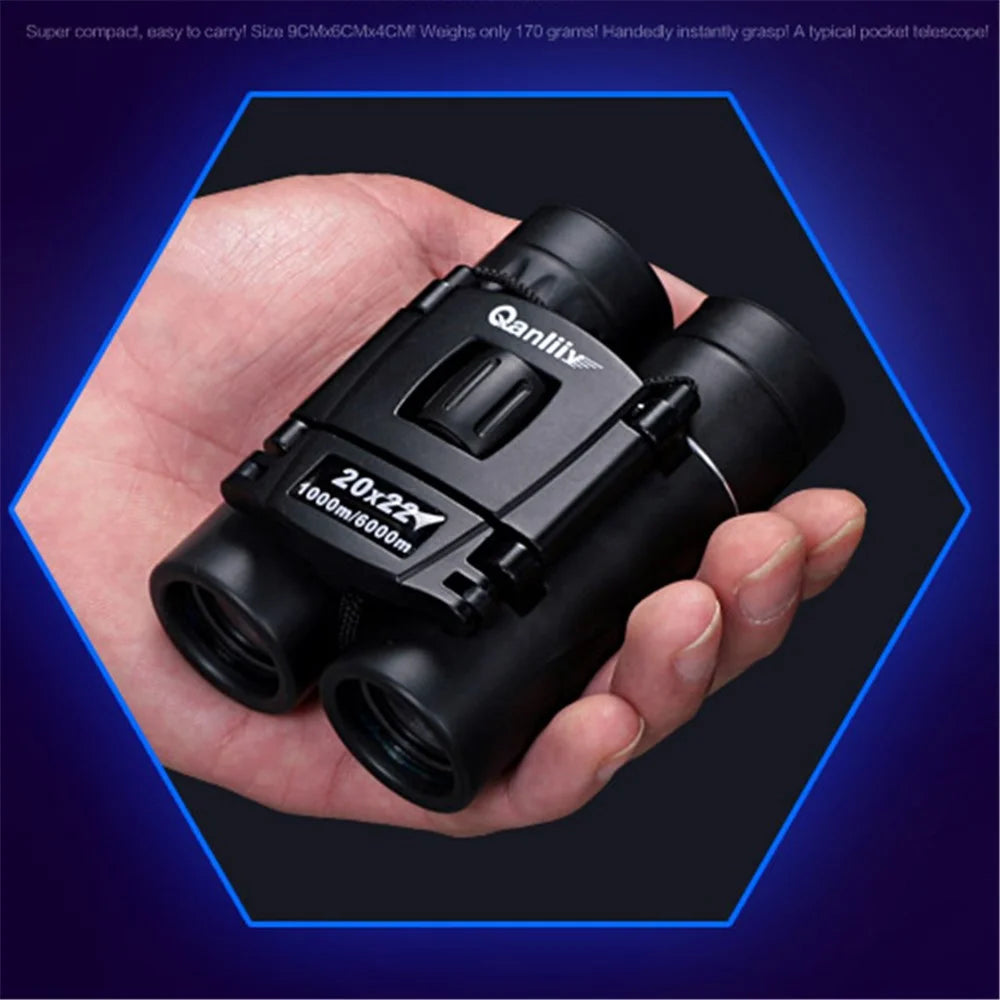 QANLIIY 20X22 Mini HD Binoculars Portable BAK-4 Prism Telescope Spotting Scope - Black - 2