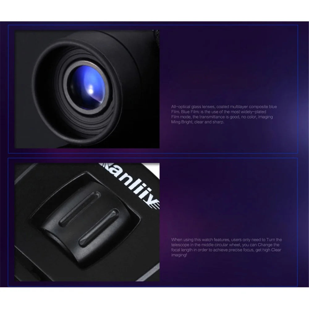 QANLIIY 20X22 Mini HD Binoculars Portable BAK-4 Prism Telescope Spotting Scope - Black - 3