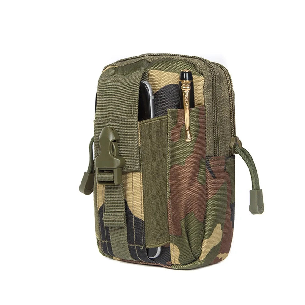 Belt Waist Bag Tactical Molle EDC Utility Pouch Gadget Camping Hiking Outdoor Gear Cell Phone Holster Holder - Green Camouflage - 1