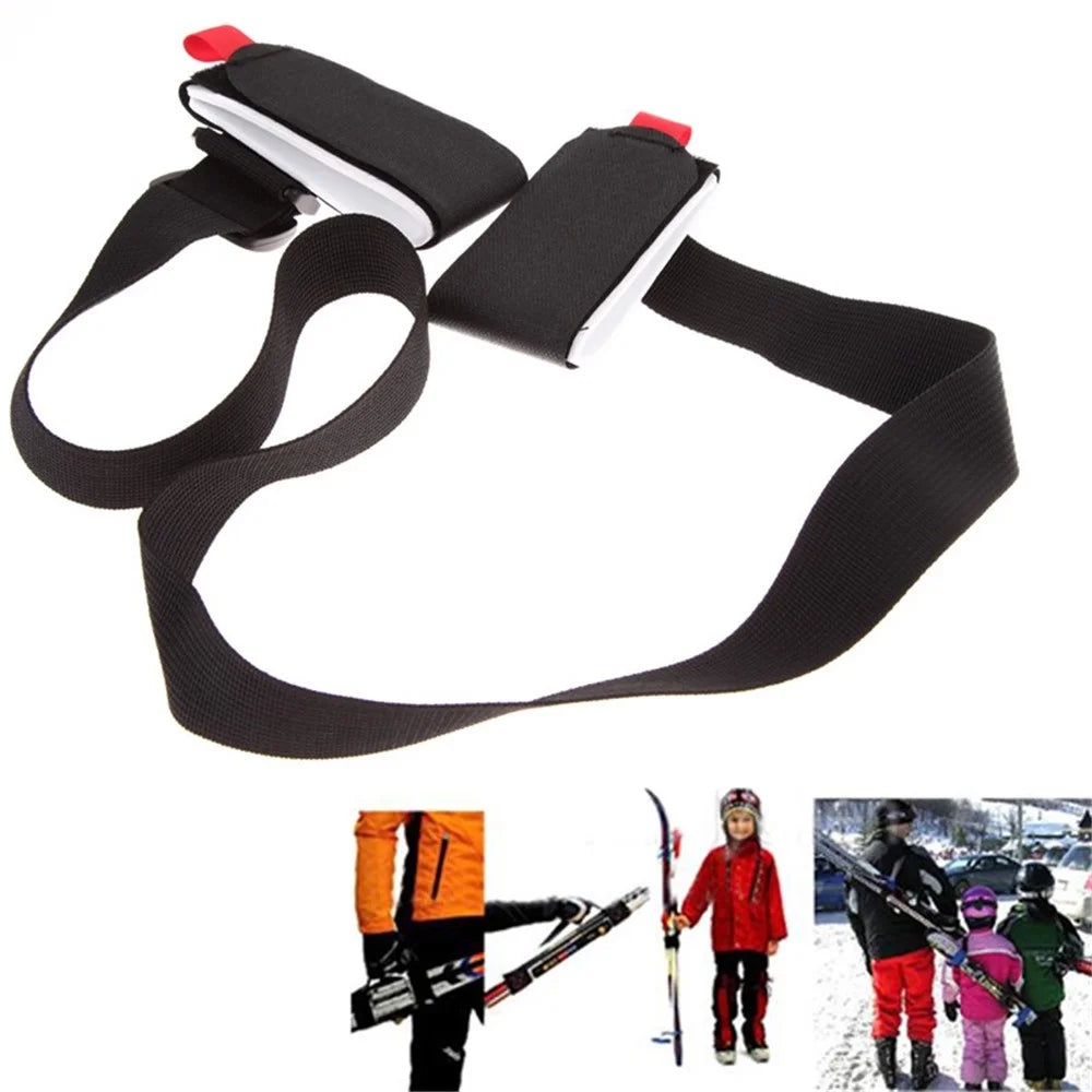 2Pcs Hands Free Ski Carrier Straps Adjustable Shoulder Carrier Double Board Carrying Strap Handle Binding Belt Lash - 1