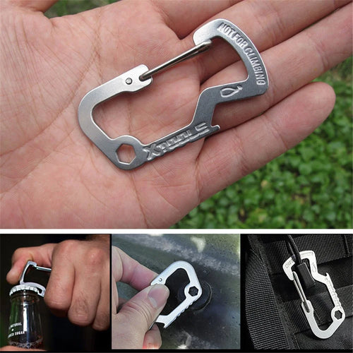 AOTU D Shaped Stainless Steel Multi-functional Opener for Outdoor Activities - 1