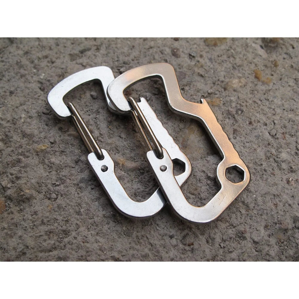 AOTU D Shaped Stainless Steel Multi-functional Opener for Outdoor Activities - 2
