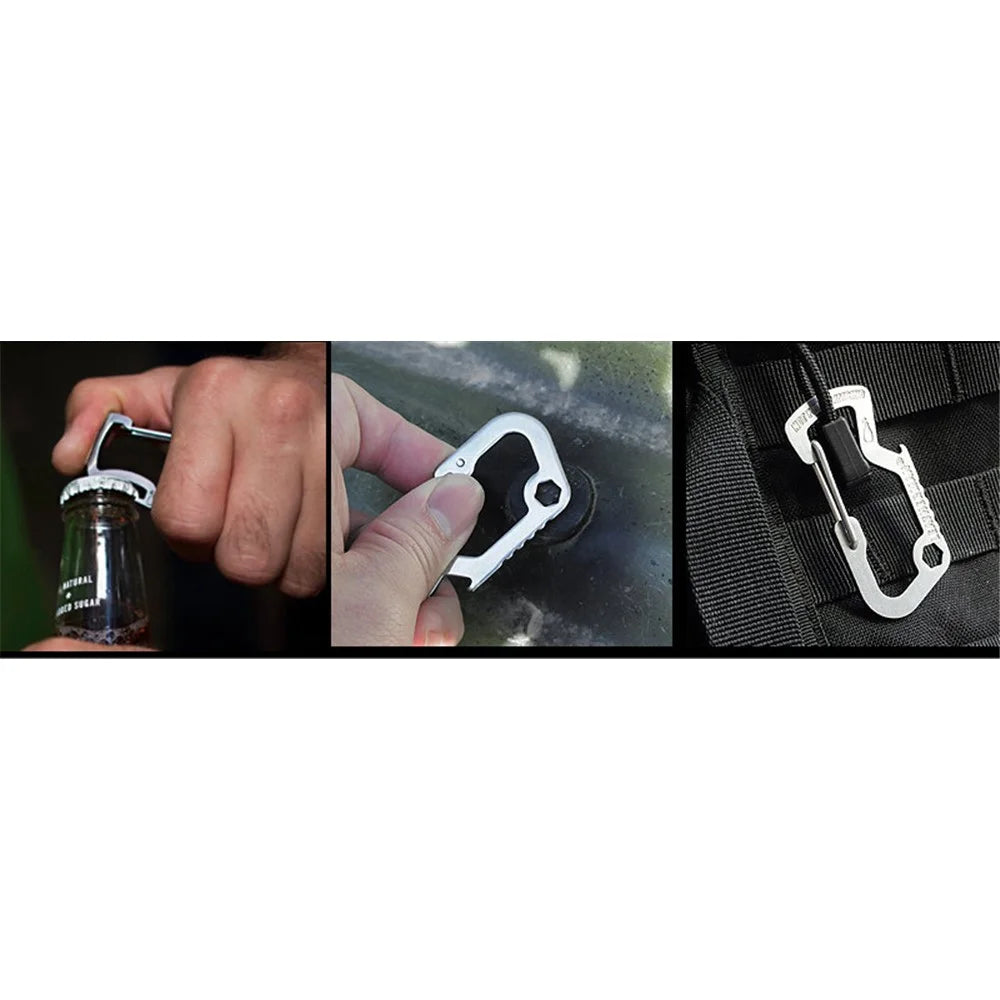 AOTU D Shaped Stainless Steel Multi-functional Opener for Outdoor Activities - 6
